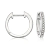 Ross-simons Sterling Silver Small Hoop Earrings With Diamond Accents In Silver
