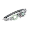 Ross-simons Jade, White Topaz And . Ruby Dragon Bangle Bracelet In Sterling Silver In Green