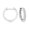 Ross-simons Diamond Huggie Hoop Earrings In 14kt White Gold In Silver