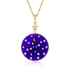 Ross-simons Italian Blue Murano Glass Stars And Moon Pendant Necklace In 18kt Gold Over Sterling In Purple