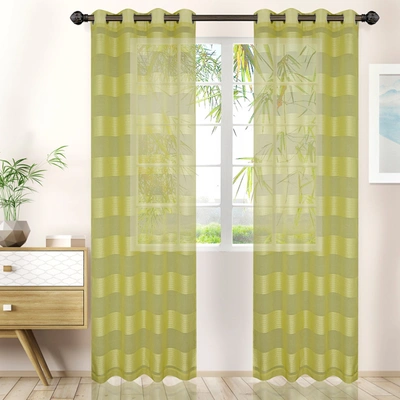 Superior Modern Traditional Delicate Rope Textured Stripe Sheer Grommet Curtain Panel Set