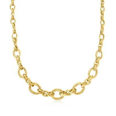 Ross-simons 14kt Yellow Gold Double-oval Link Necklace In White