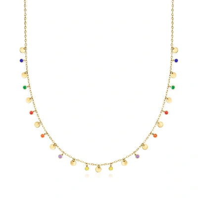 Rs Pure By Ross-simons Italian Rainbow Enamel Multi-disc Necklace In 14kt Yellow Gold