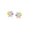 Ross-simons Child's . Multicolored Cz Flower Earrings In 14kt Yellow Gold In Pink
