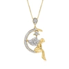 Ross-simons Diamond Angel Moon Pendant Necklace In 18kt Gold Over Sterling In Silver