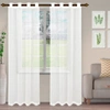 Superior Modern Transtitional Delicate Rustic Stripe Sheer Grommet Curtain Panel Set