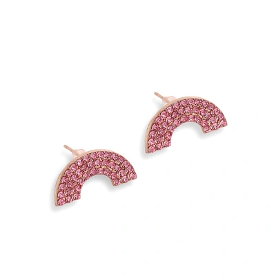 Sohi Red Color Gold Plated Party Designer Stone Stud For Women's In Pink