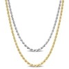 Mimi & Max 2.2mm Rope Chain Necklace Set 18 Inch 18k Yellow Gold Plated And 16 Inch White Sterling Silver In Silver