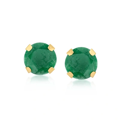 Ross-simons Emerald Martini Stud Earrings In 14kt Yellow Gold In Green