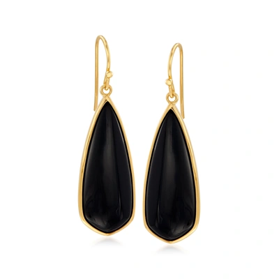 Ross-simons Black Onyx Teardrop Earrings In 18kt Gold Over Sterling