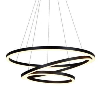 Vonn Lighting Tania Trio 32" Led Chandelier, Adjustable Hanging Light, Modern Circular Chandelier Lighting In Blac