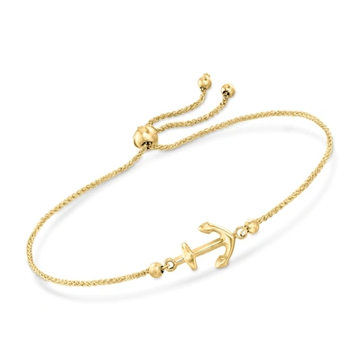 Ross-simons 14kt Yellow Gold Nautical Anchor Bolo Bracelet In White