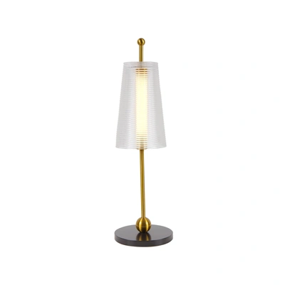 Vonn Lighting Toscana Vat6101ab 20" Height Integrated Led Table Lamp With Glass Shade In Antique Brass