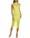 Herve Leger Sheer Layered Ruffle Midi Dress In Yellow