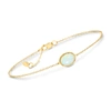 Ross-simons Oval Opal Roped Frame Bracelet In 14kt Yellow Gold In White