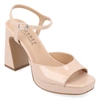 Journee Collection Ziarre Patent Block Heel Sandal In Pink