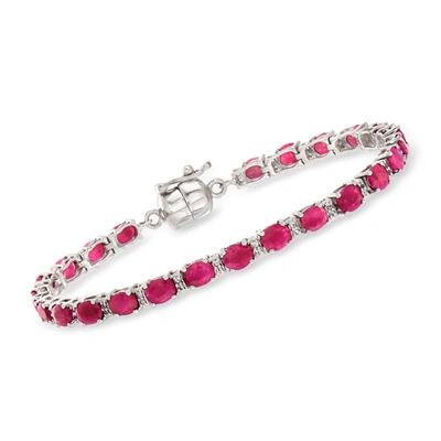 Ross-simons Ruby And . White Topaz Tennis Bracelet In Sterling Silver With Magnetic Clasp In Multi
