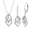 Max + Stone Genuine Diamond Eternity Pendant Necklace And Dangle Earring Set In Sterling Silver, 18" In Silver