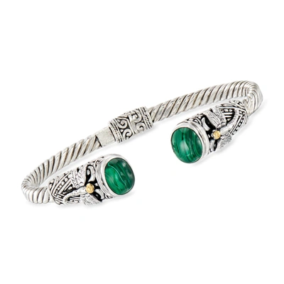 ROSS-SIMONS MALACHITE BALI-STYLE DRAGONFLY CUFF BRACELET IN STERLING SILVER WITH 18KT YELLOW GOLD