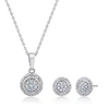 Max + Stone Genuine Diamond Round Pendant Necklace And Stud Earring Set In Sterling Silver, 18" In White