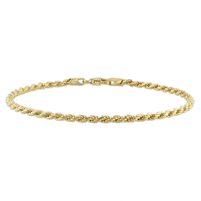 Mimi & Max 2.2mm Rope Chain Bracelet In Yellow Plated Sterling Silver - 7.5 In In Gold