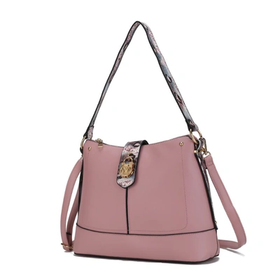 Mkf Collection By Mia K Ezra Snake Embossed Vegan Leather Women's Shoulder Bag In Pink