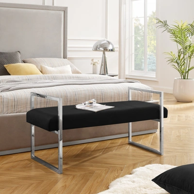 Inspired Home - Madelyne Upholstered Bench With Stainless Steel Polished Frame