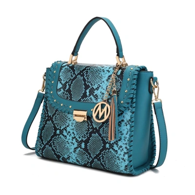 Mkf Collection By Mia K Lilli Vegan Leather Satchel Handbag In Blue
