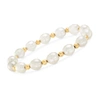 Ross-simons 8-9mm Cultured Pearl And 14kt Yellow Gold Bead Bracelet In White