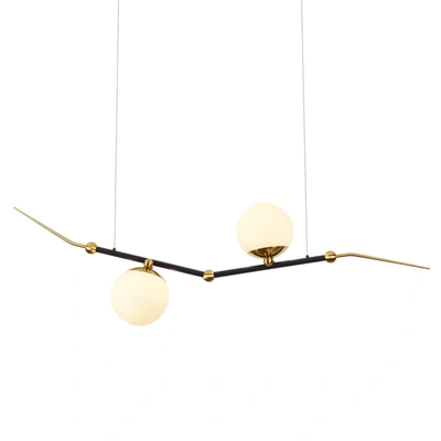 Vonn Lighting Chianti Vac3122ab 43" Integrated Led Linear Chandelier Lighting Fixture In Antique Brass With 2 Glas