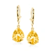 Ross-simons Pear-shaped Citrine Drop Earrings In 14kt Yellow Gold In Gold