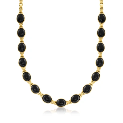 Ross-simons Onyx Necklace In 18kt Gold Over Sterling In Multi
