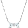 Mimi & Max 3/4 Ct Tgw Heart Aquamarine And Diamond Accent Bow Necklace In Sterling Silver In Silver