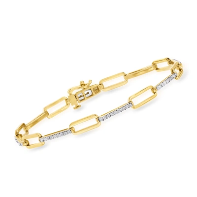 Ross-simons Diamond Paper Clip Link Bracelet In 18kt Gold Over Sterling In White