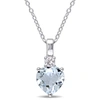 Mimi & Max 1 5/8ct Tgw Aquamarine And Created White Sapphire Heart Pendant With Chain In Sterling Silver In Blue