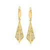 Ross-simons Italian 14kt Yellow Gold Filigree Triangle Drop Earrings In Gold