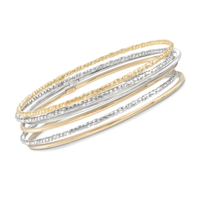 Ross-simons Two-tone Sterling Silver Jewelry Set: 6 Bangle Bracelets In Multi