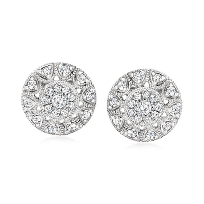 Ross-simons Diamond Stud Earrings In Sterling Silver In White
