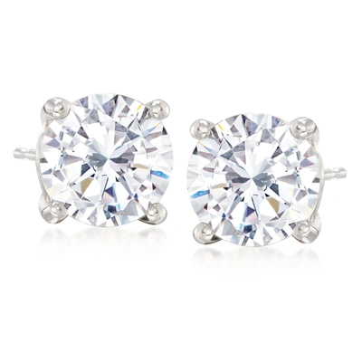 Ross-simons Cz Stud Earrings In 14kt White Gold In Silver