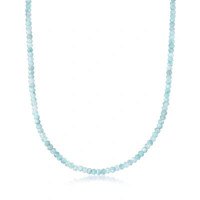 Ross-simons Aquamarine Bead Necklace In 14kt Yellow Gold With Magnetic Clasp In Multi