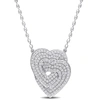 Mimi & Max Interlocking Hearts Pendant With Chain In Sterling Silver In Silver