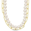 Mimi & Max 7-7.5 Mm Cultured Freshwater Pearl And 5 Mm Link Chain Layered Necklace In 18k Gold Plated Sterling  In White