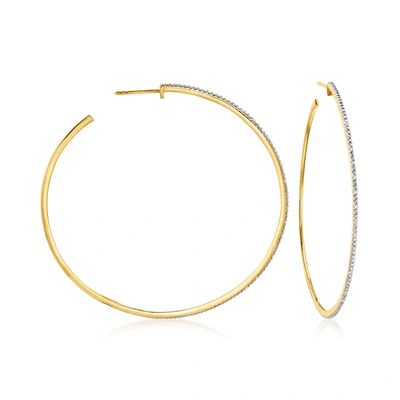 Ross-simons Diamond Hoop Earrings In 18kt Gold Over Sterling In White