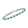 Ross-simons Simulated Emerald And Cz Tennis Bracelet In Sterling Silver In Silver