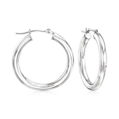 Ross-simons 14kt White Gold Hoop Earrings In Silver