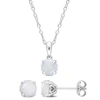 Mimi & Max 1 4/5 Ct Tgw Opal 2-piece Set Of Pendant With Chain And Earrings In Sterling Silver In Silver
