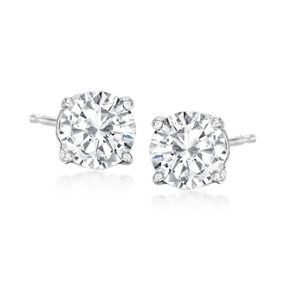 Ross-simons Diamond Stud Earrings In 14kt White Gold In Silver