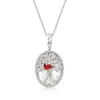 Ross-simons Mother-of-pearl Tree Of Life Cardinal Pendant Necklace In Red