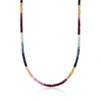 Ross-simons 100.00- Multicolored Sapphire Bead Necklace In Sterling Silver In Multi