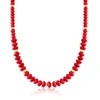 ROSS-SIMONS GRADUATED RED CORAL BEAD NECKLACE WITH 14KT YELLOW GOLD